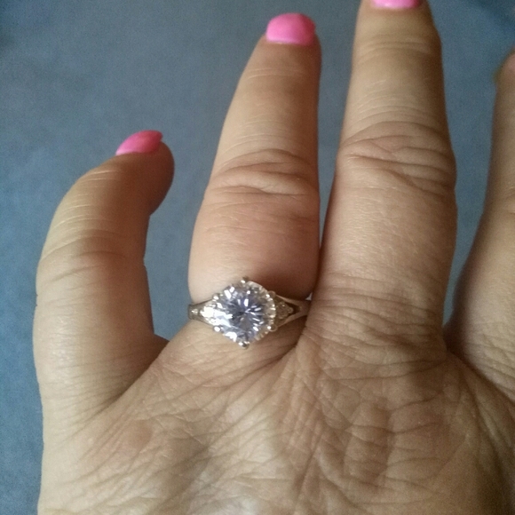 Sterling QVC DQ CZ 3ct Diamonique Solitaire Ring - Picture 4 of 9
